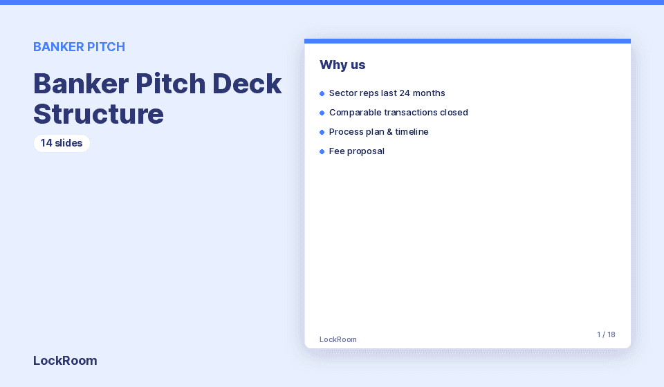 Sell side pitch deck structure: what goes on slide 1